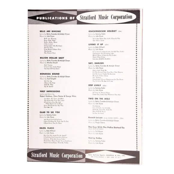 Vintage Dean Martin Jerry Lewis Sheet Music Evry Street's A Boulevard 1954 Styne - Picture 2 of 3